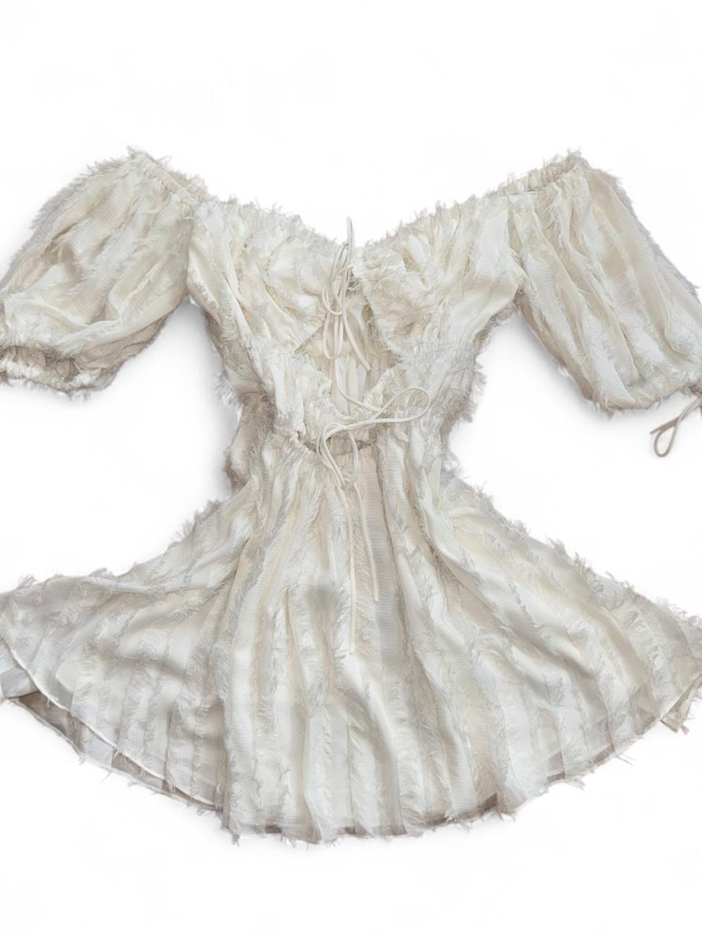 Sabo Skirt Ivory Off-Shoulder Mini Dress